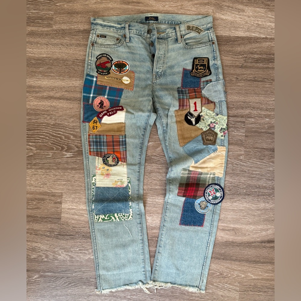 Polo by Ralph Lauren Patchwork Straight Jeans - Blue and Multicolor